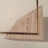 Artedi Italy coffee table in travertine, brass and glass 1970s