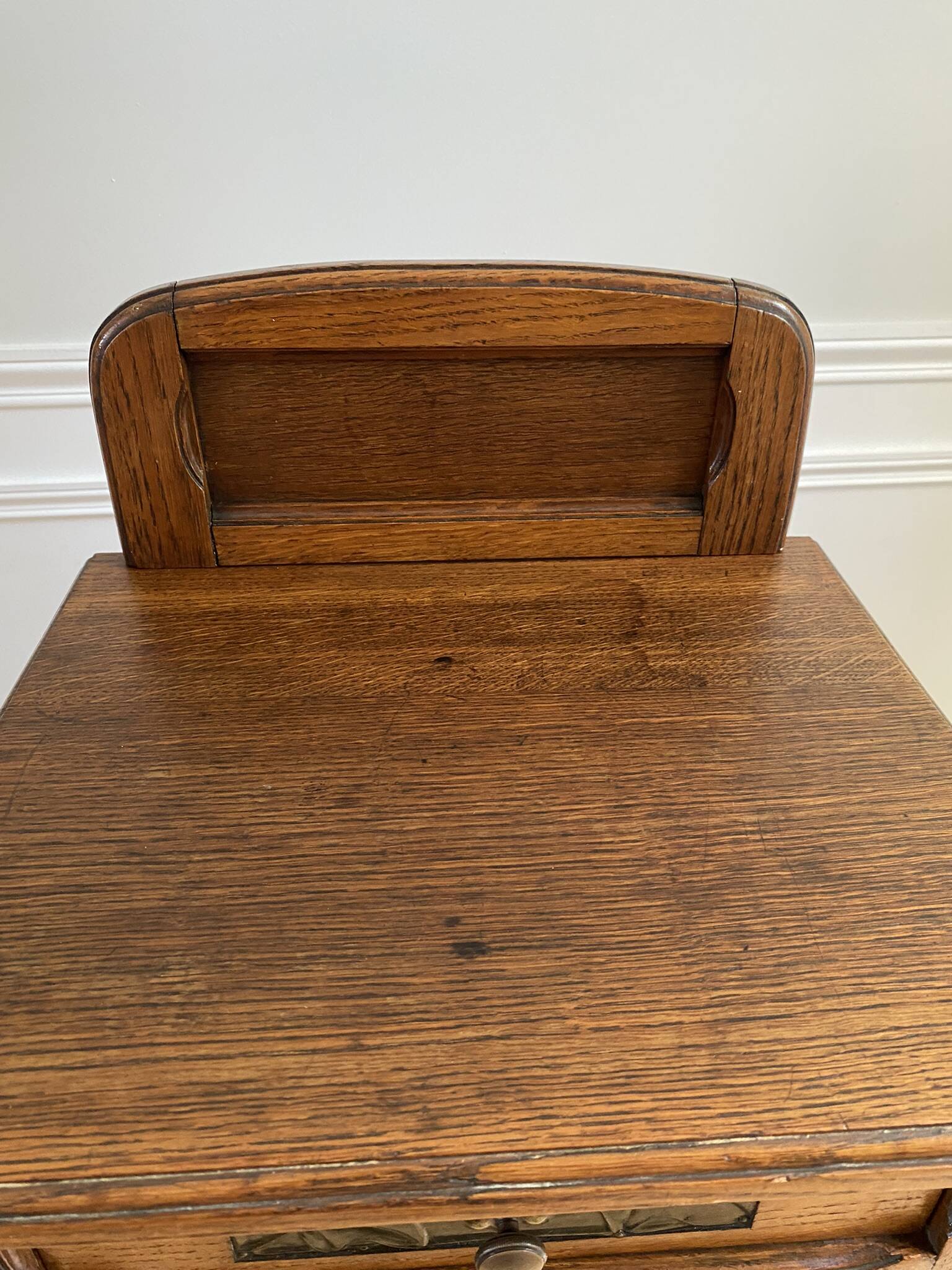 Vintage solid oak bedside table, 1 door, 1 drawer and 1 niche