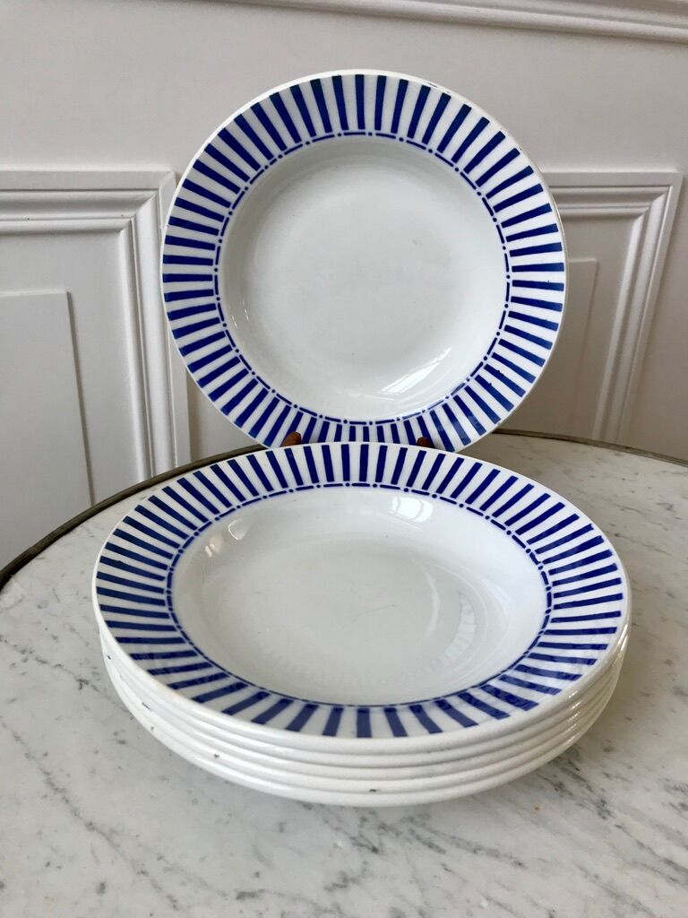 Lot of 6 hollow plates digoin sarreguemines model "monique" 30s