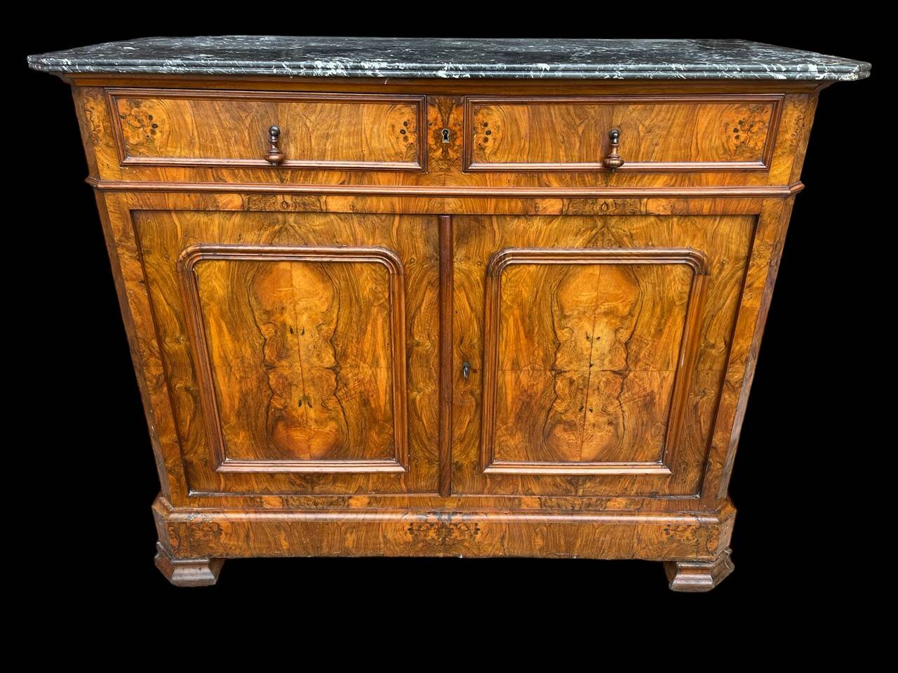 Louis Philippe period sideboard in walnut and marble top 1830's