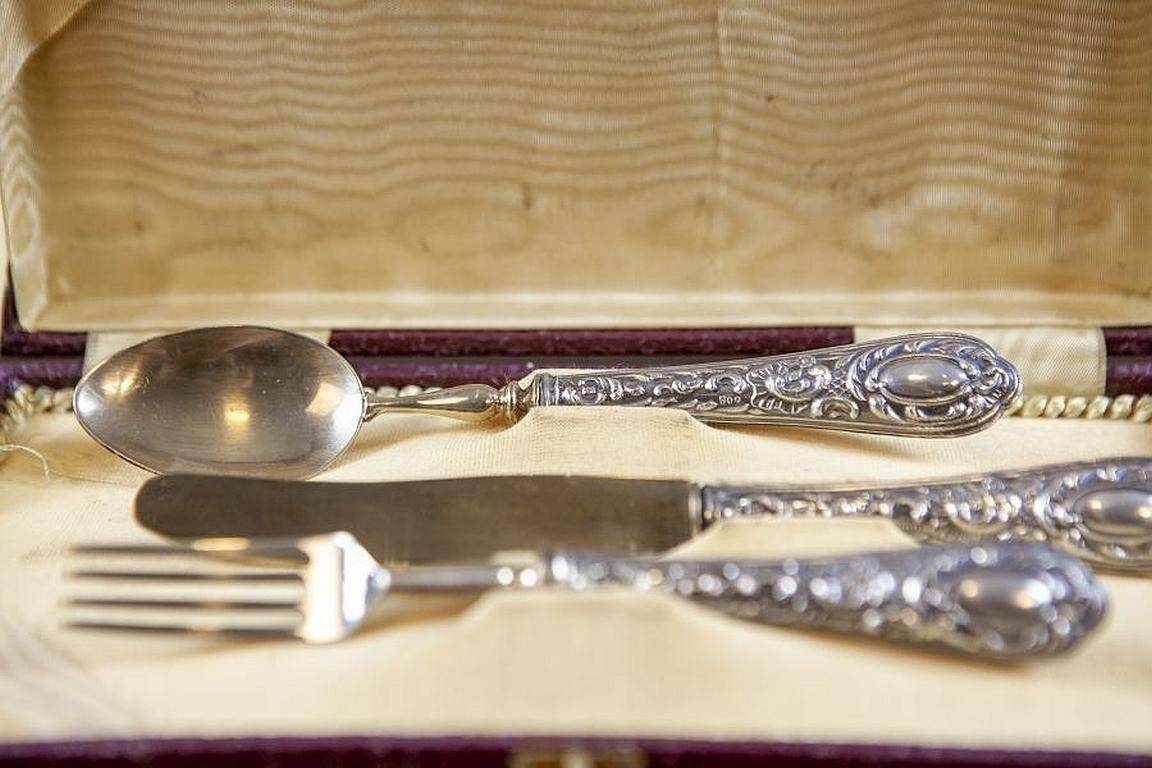 800 Silver Standard Silverware Set, 1930s, Set of 3