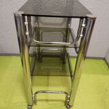 Console year 70, smoked glass and chrome