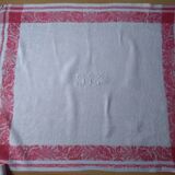 12 Ancient towel embroidered monogrammed JC floral red litter Napoleon III