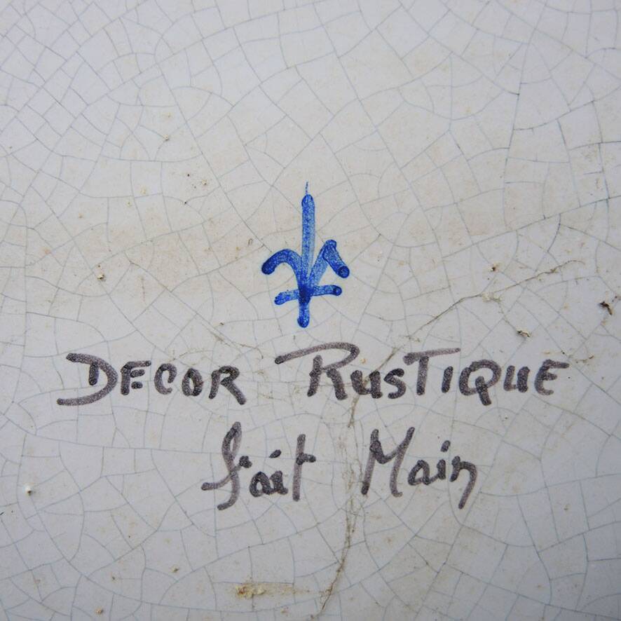 Old deep plate with rooster in Nevers ceramic