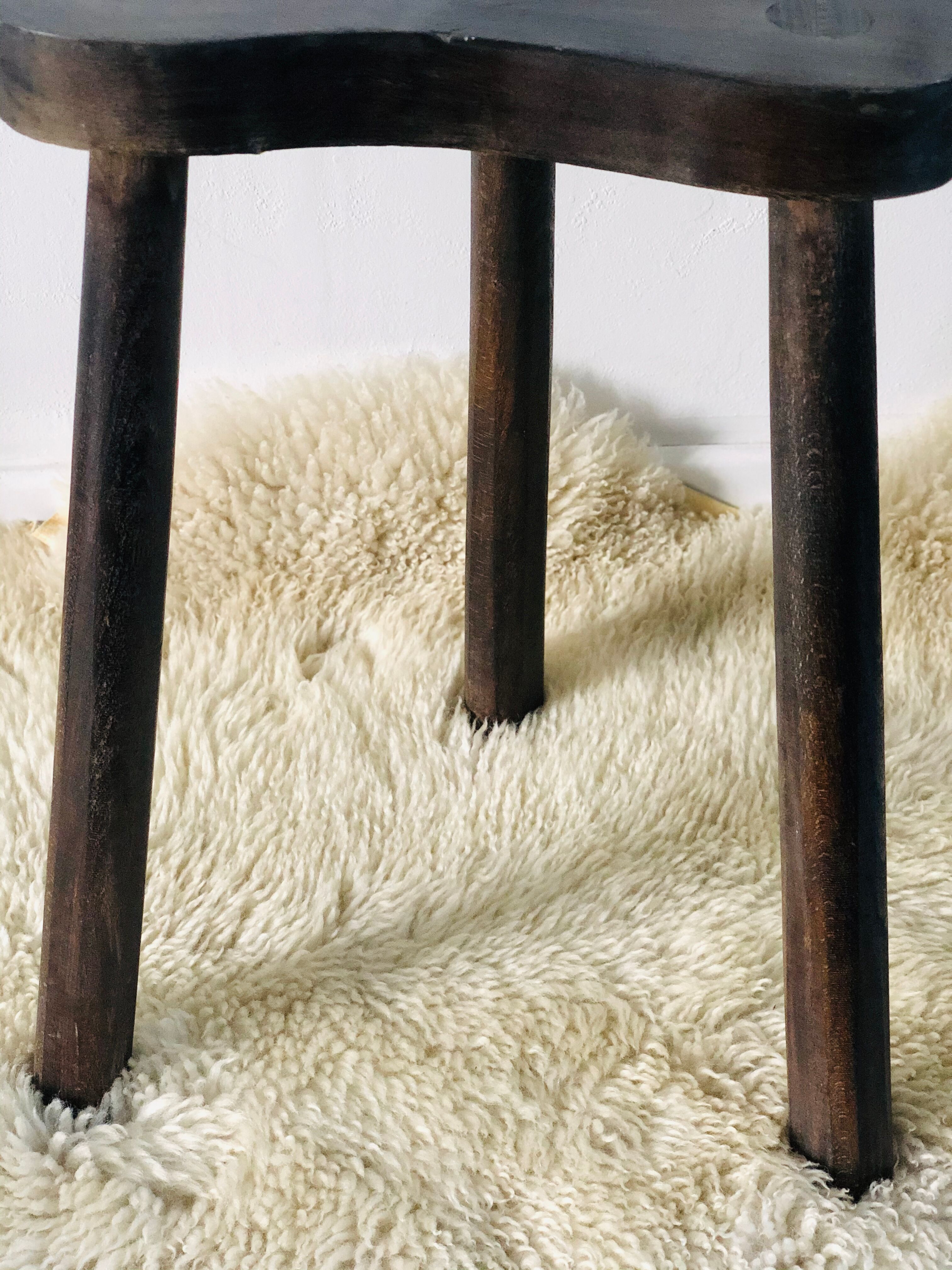 Pair of brutalist tripod stools