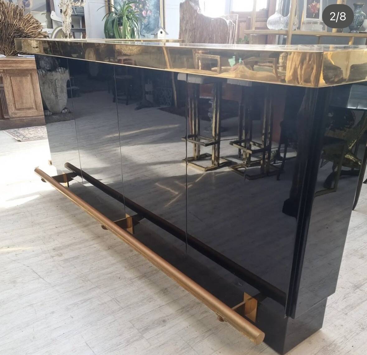Maison Jansen counter in brass and blue lacquer