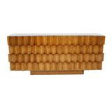 Mid-Century Modern Style Oak Wood and Black Glass Italian Sideboard