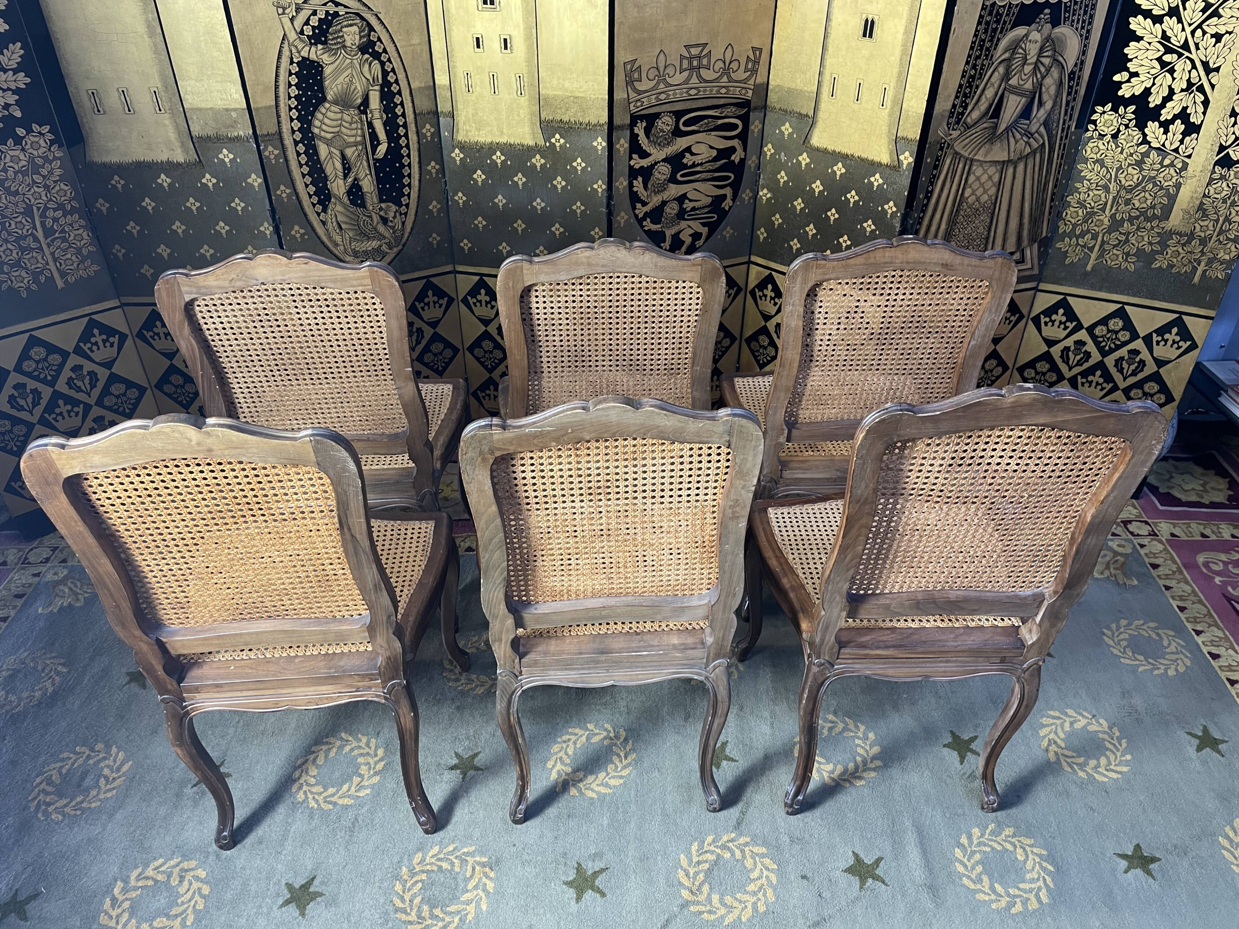 Suite of 6 Louis XV style chairs in canning