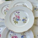 7 small vintage porcelain plates with floral pattern KG Luneville