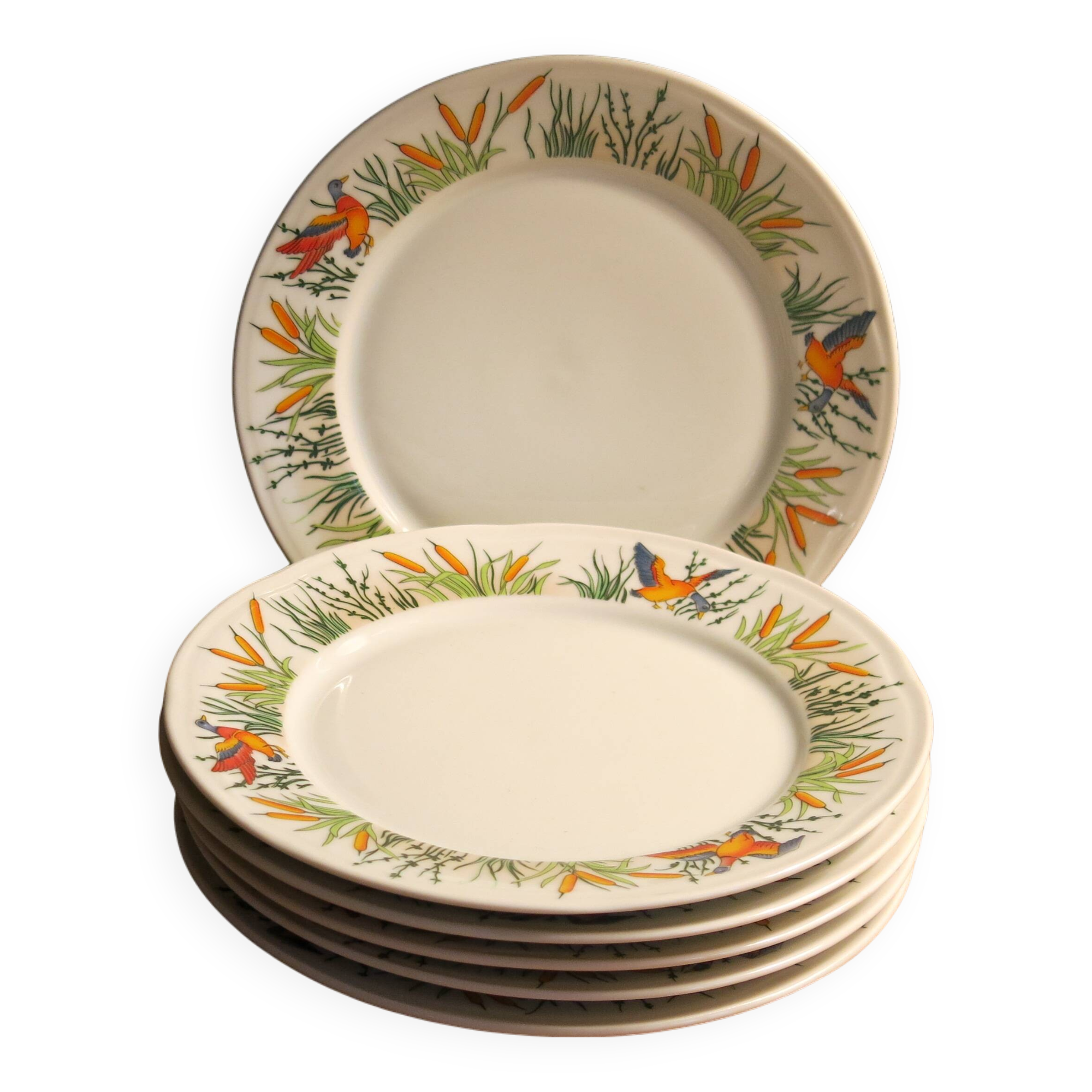 6 assiettes à dessert en porcelaine épaisse en très bon état.