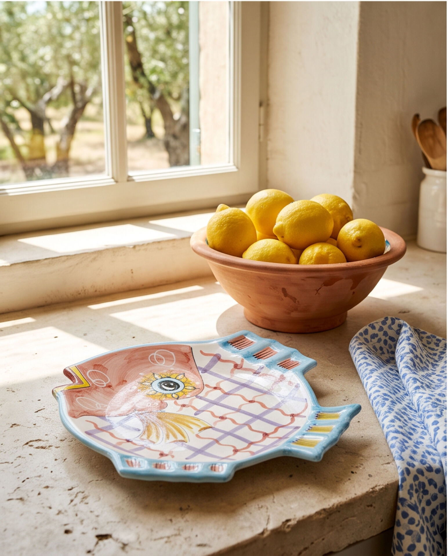 Hand-painted ceramic fish plate – Vietri sul Mare, Italy