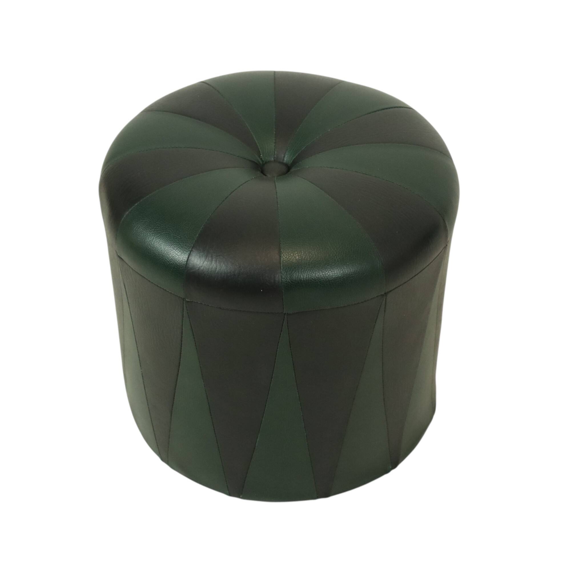 Round Vintage Green Black Pouf Two-tone Skai Sixties