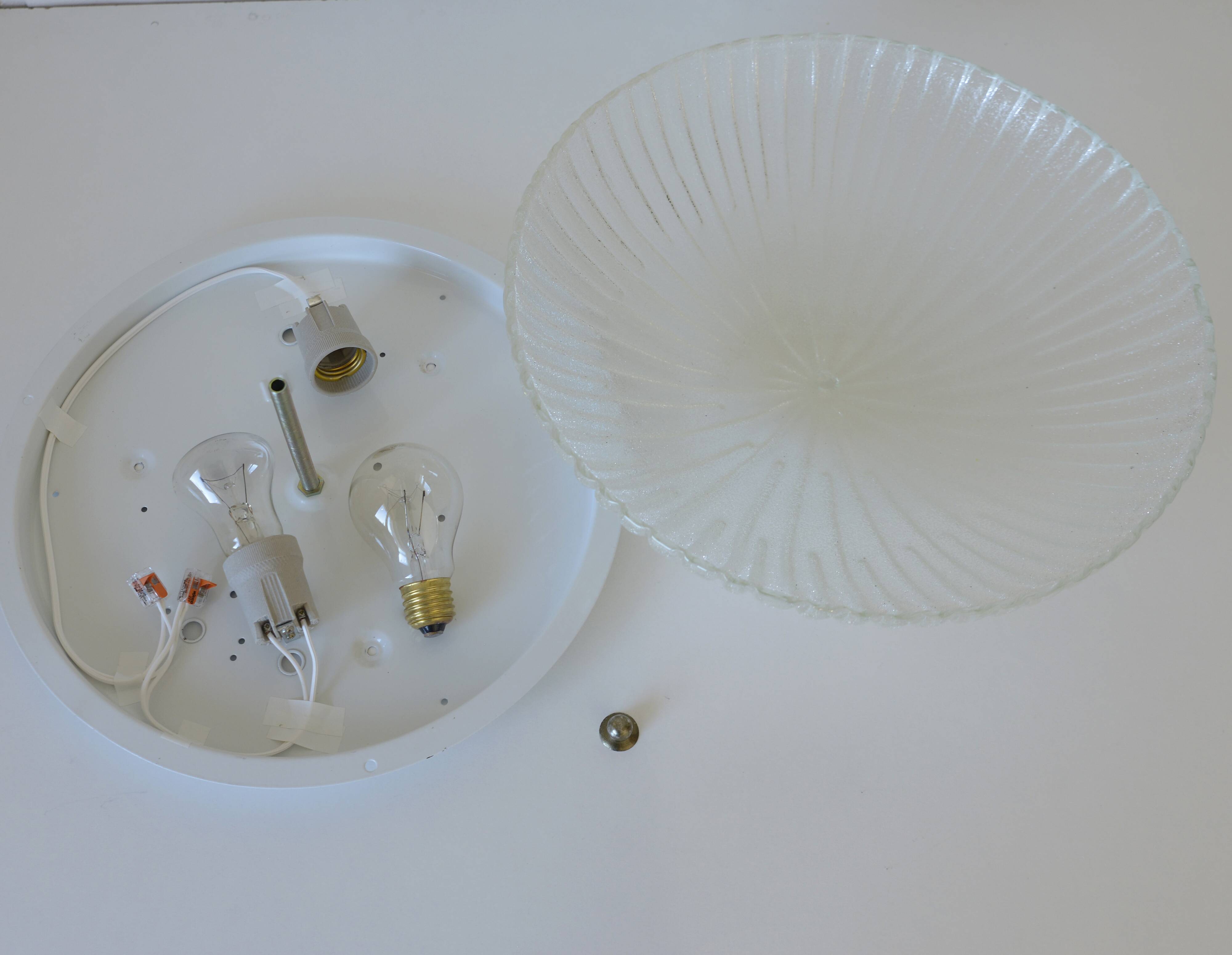 Vintage wall sconce flush mount ceiling light ice glass light fixture 1980s