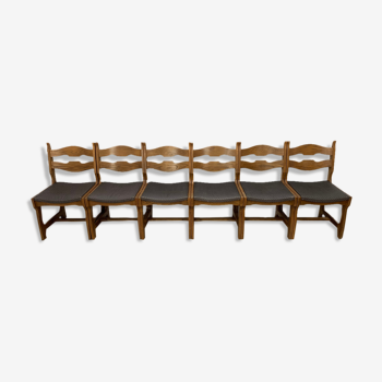 Set of 6 chairs by Guillerme and Chambron