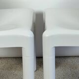 Pair of Glossy White Chairs Kartell 4875 by Carlo Bartoli, 1980s