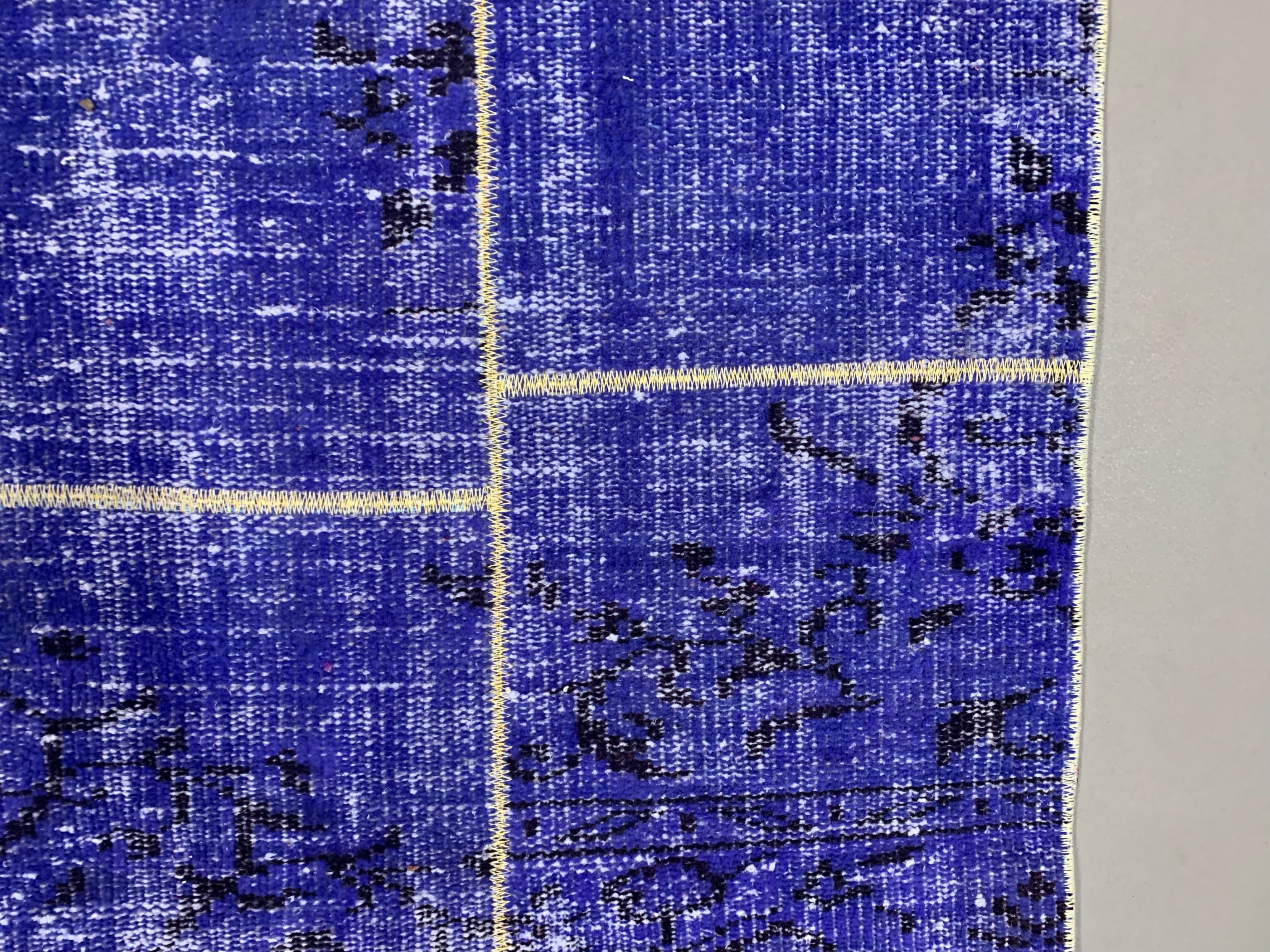 Distressed vintage turkish patchwork rug 218x151 cm wool medium