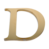 Letter sign in gold metal "D" 1980