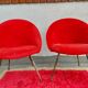 pair of vintage armchairs (red fur)