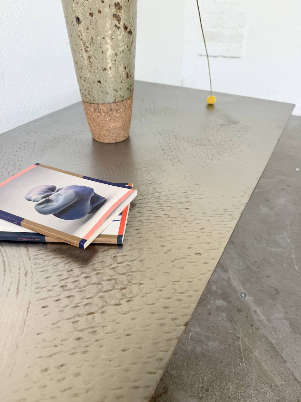 Handcrafted metal coffee table from the 1970s