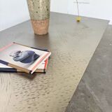 Handcrafted metal coffee table from the 1970s