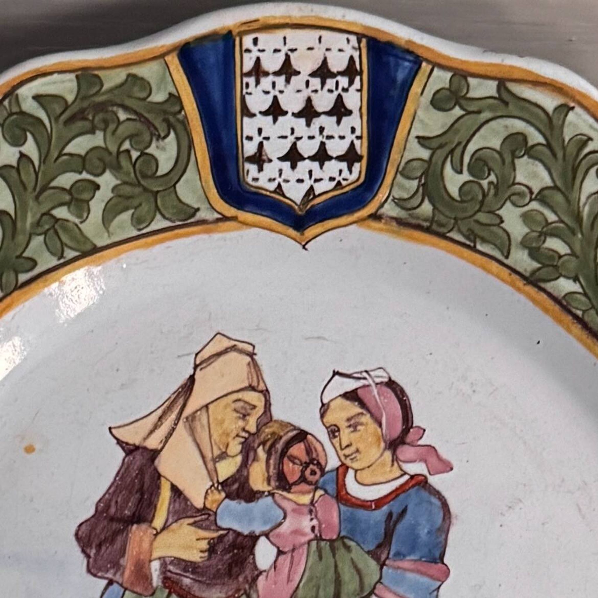 Porquier Scalloped Plate - Beautiful Rosporden and Pont-l'Abbé decor