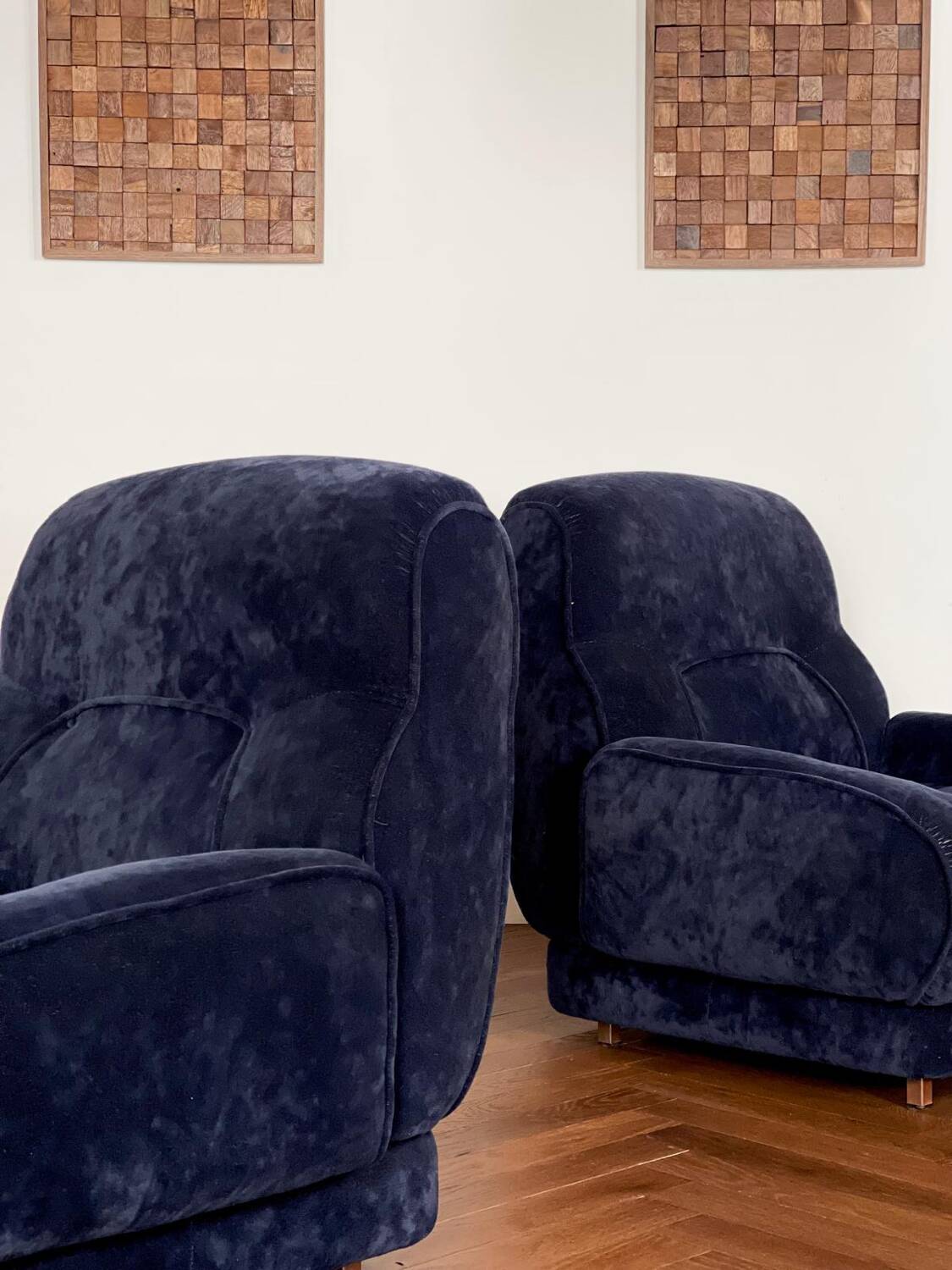 Pair of vintage 70s velvet armchairs