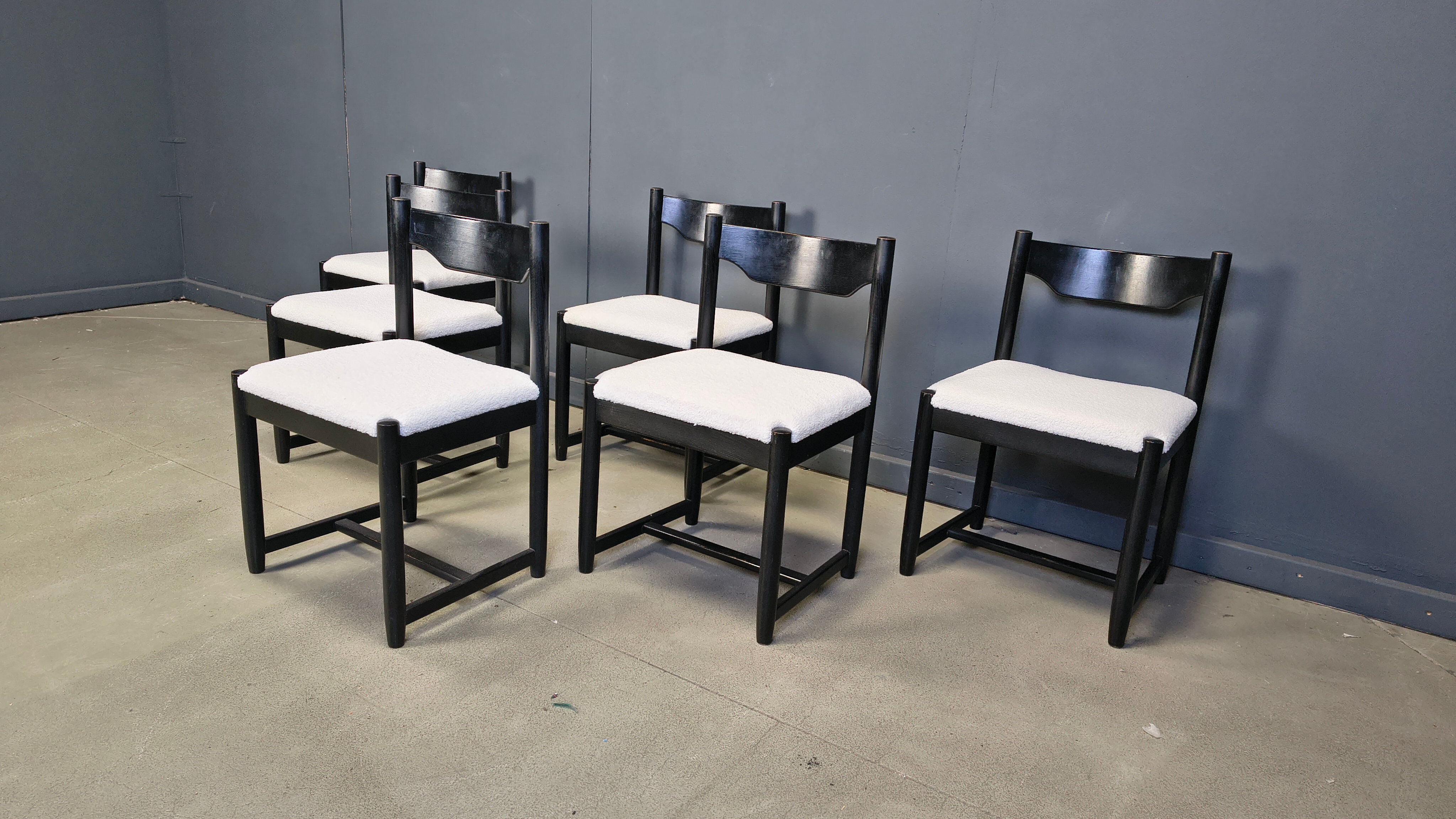 Vintage black wooden dining chairs, 1970s