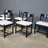 Vintage black wooden dining chairs, 1970s