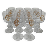 14 verres en cristal de Saint Louis, début du XX ème siècle