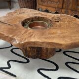 Solid wood tree trunk coffee table
