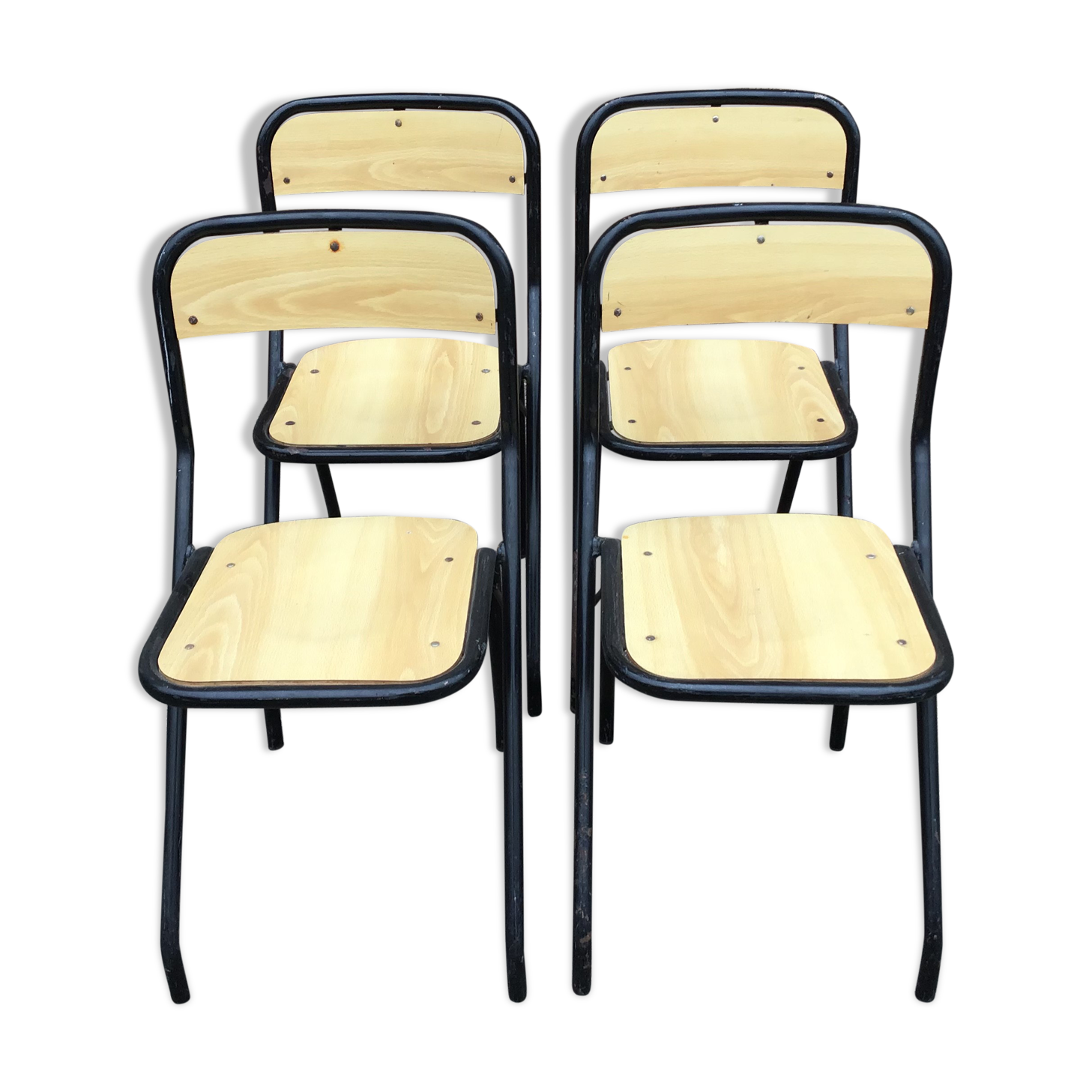 4 vintage school design chairs 1960