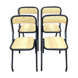 Set de 4 chaises design d’école vintage 1960