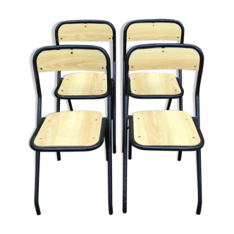 Set de 4 chaises design d’école vintage 1960