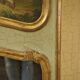 Trumeau mirror with cracked patina and oil on panel depicting a romantic scene from the 19th century.