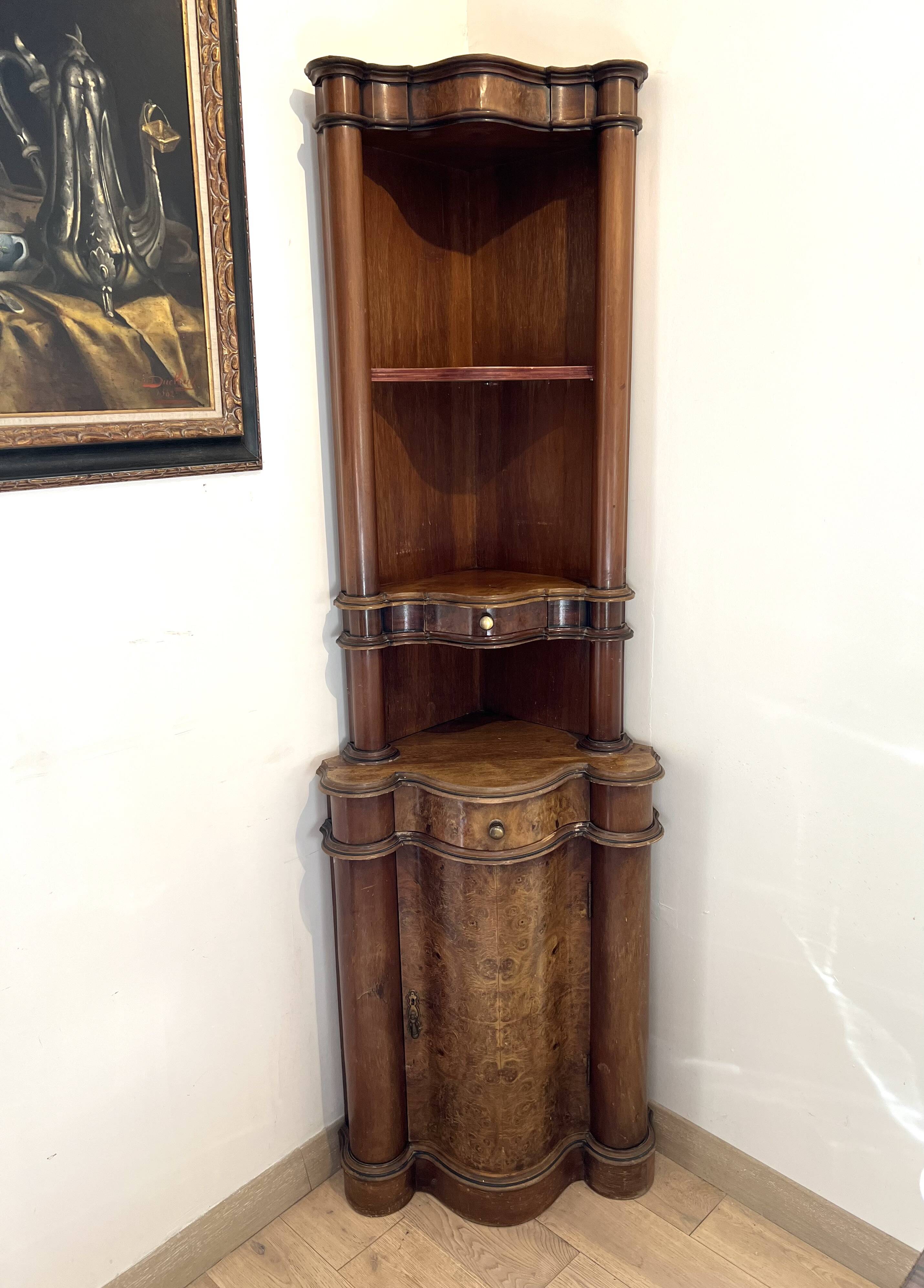 Corner cabinet in Burl Walnut