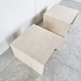 Pair of vintage travertine coffee or side tables, 1970s