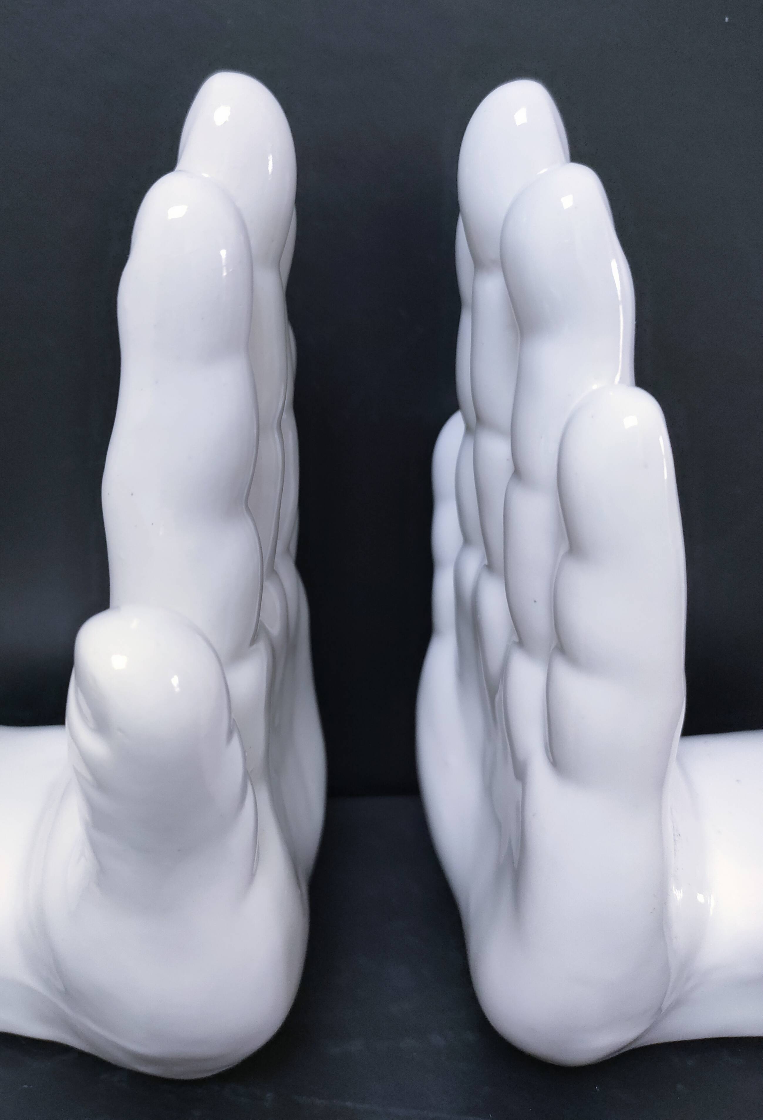 Pair of 80s design ceramic hand bookends