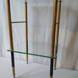 Glass and brass table. 1960. Neo-classic side table.