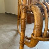 Rare pair of vintage rattan and wicker armchairs from the 1950s