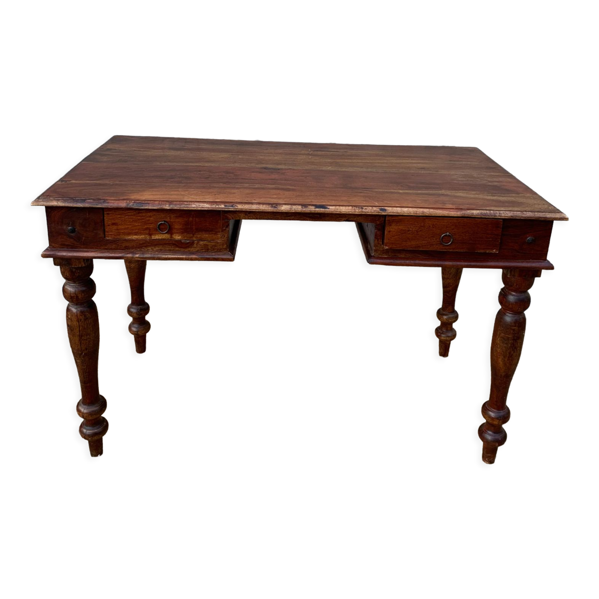 Office 2 drawers in wood acacia colonial style