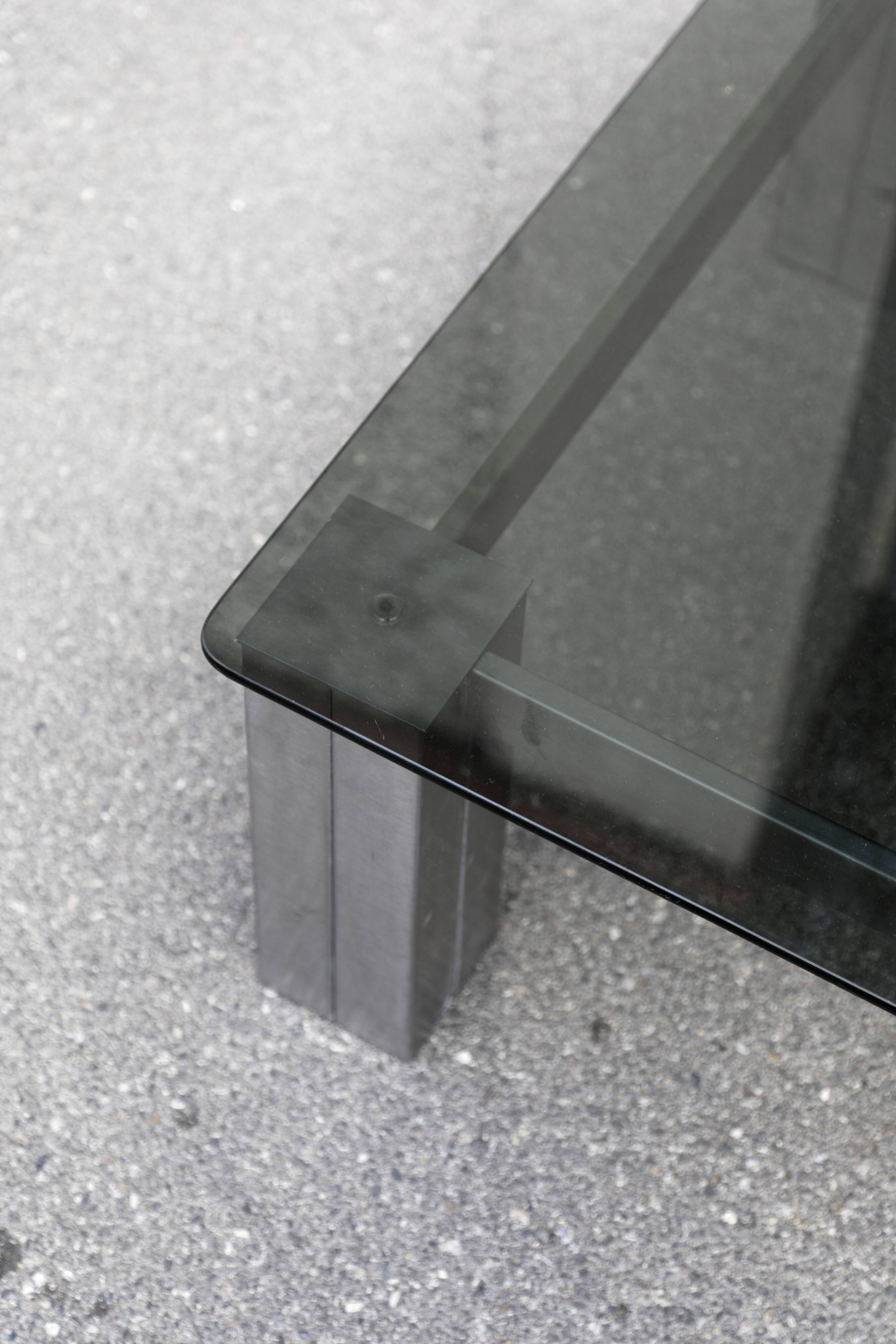 Square coffee table smoked glass Italy 70