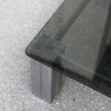 Square coffee table smoked glass Italy 70
