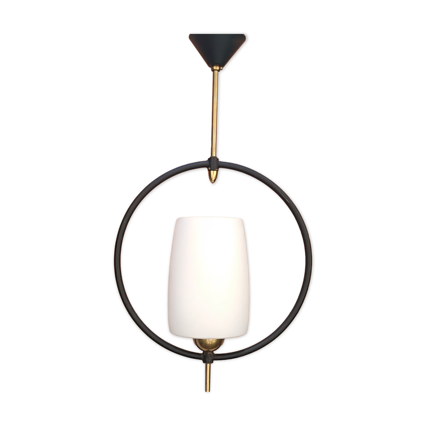 Glass and metal chandelier 60s