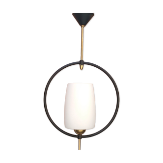 Glass and metal chandelier 60s