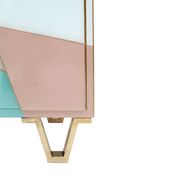 Mid Modern Italian Colored Glass Sideboards with Solid Wood Structure and Brass