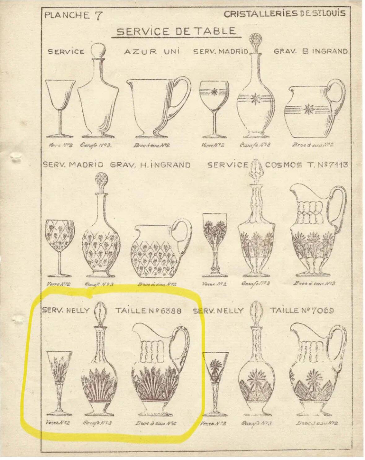 6 Saint-Louis Crystal Glasses - Nelly Model