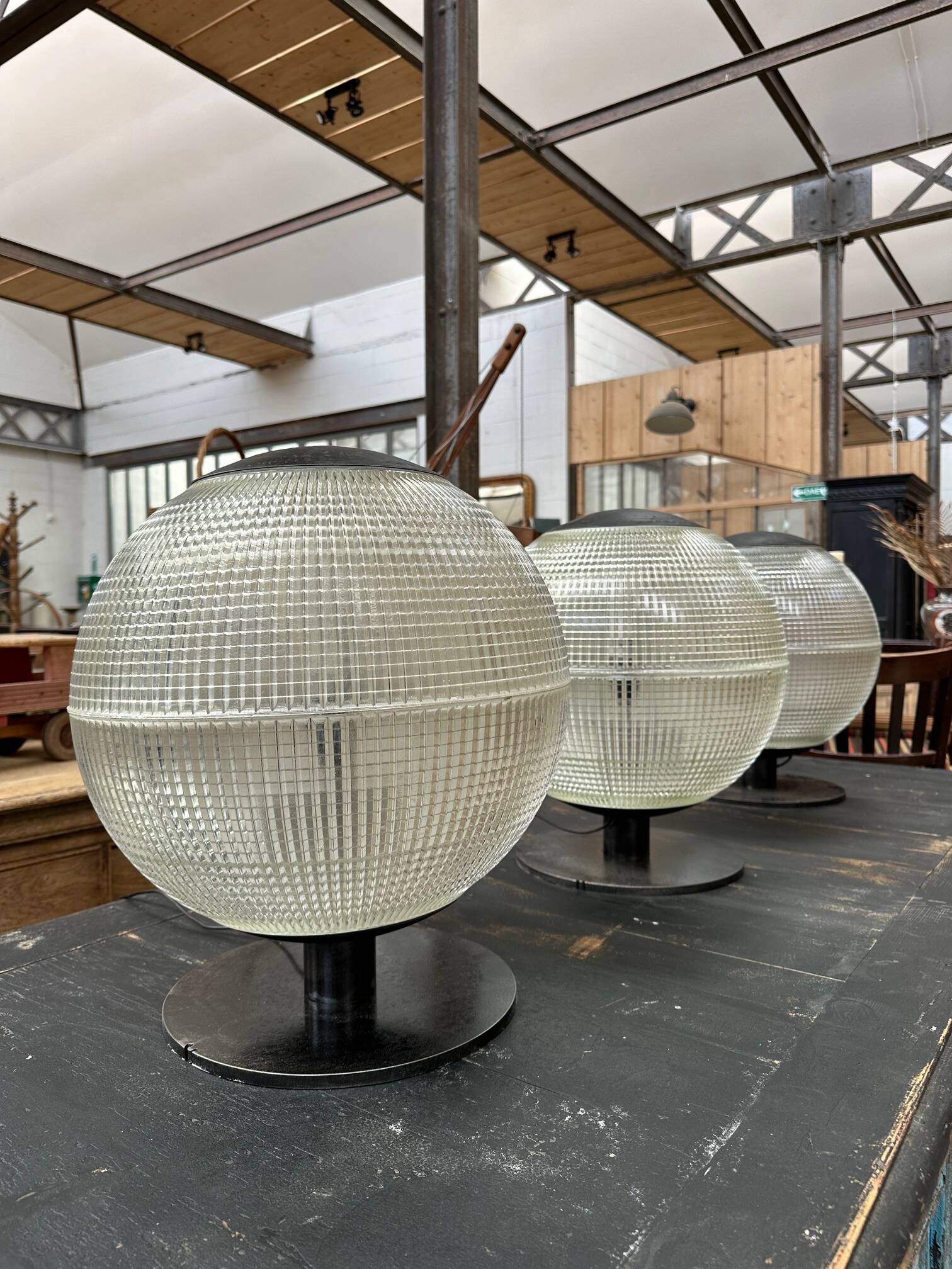 Suite of 3 70s holophanes