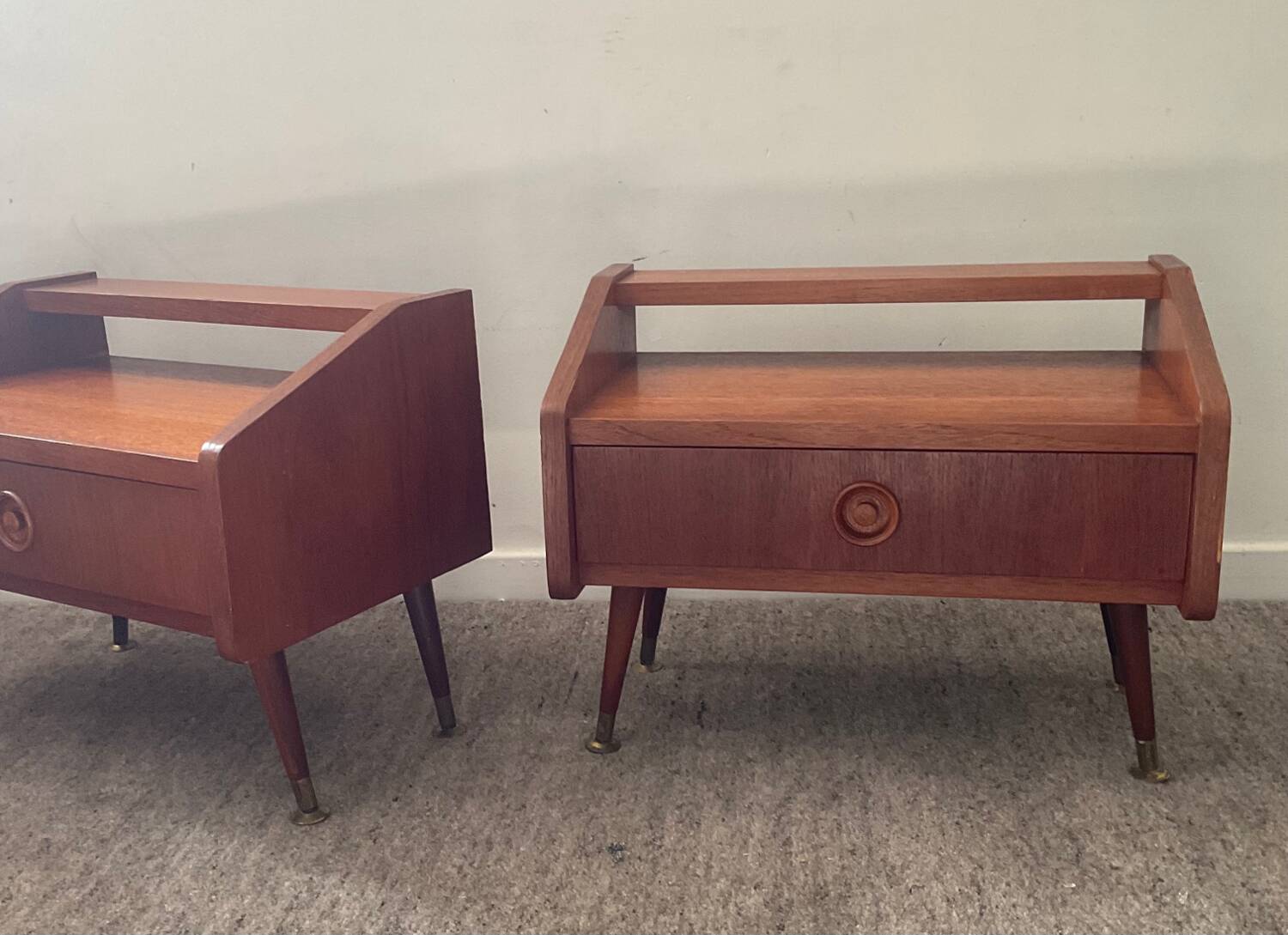 Pair of Scandinavian teak bedside tables from the 60s-70s