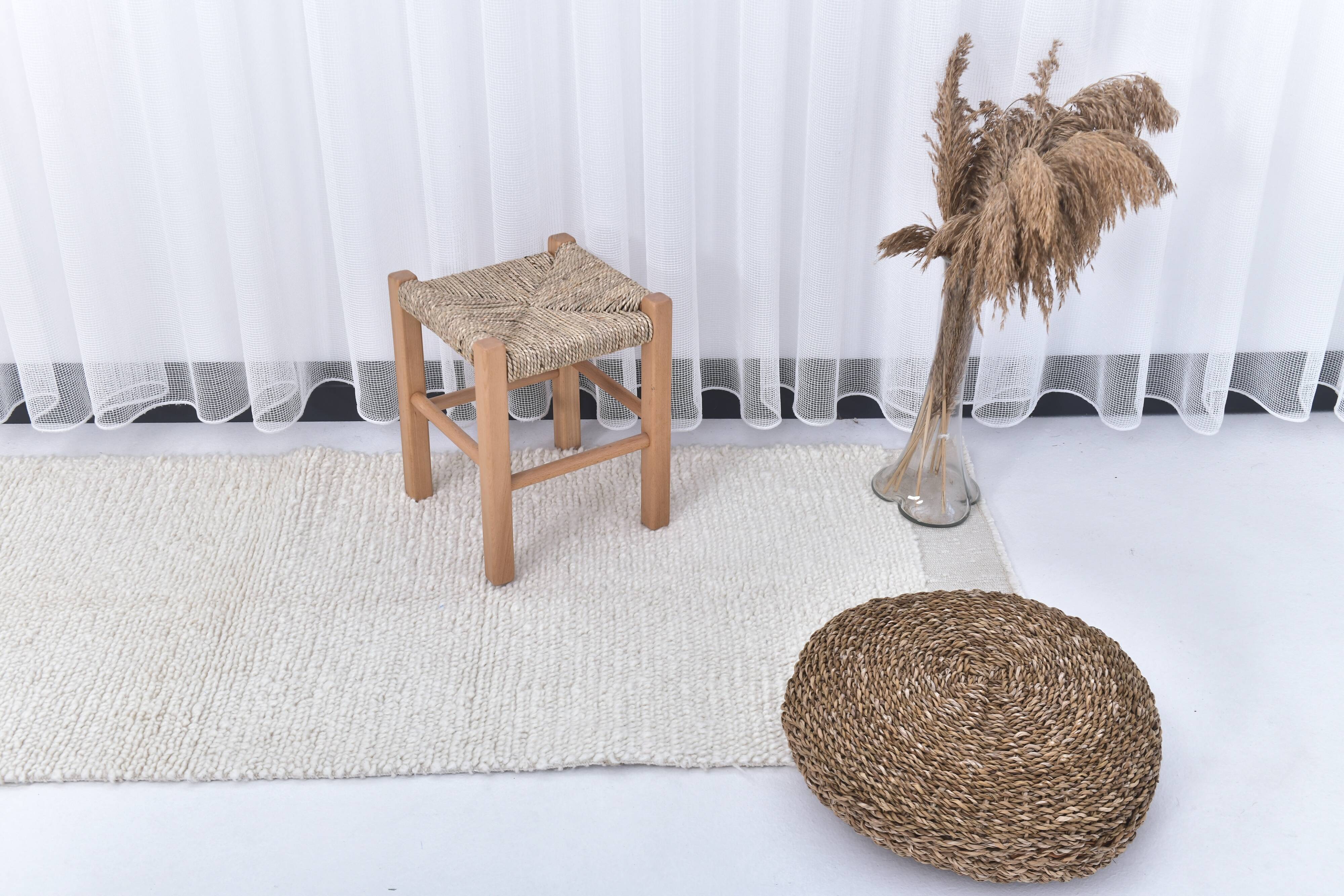 2x7 Neutral White Handmade Moroccan Runnner Rug, 66x216Cm