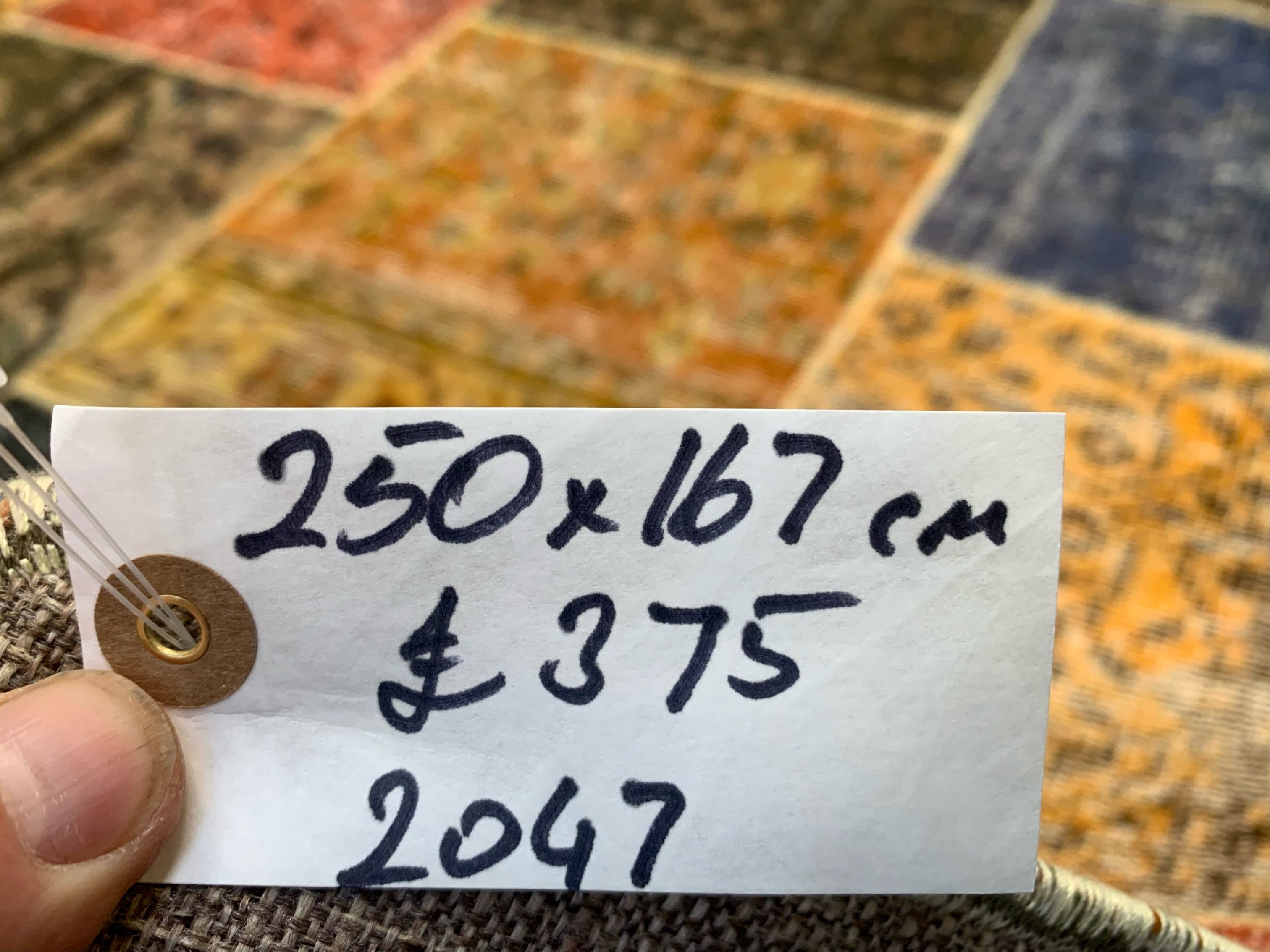 Distressed vintage turkish patchwork rug 250x167 cm wool large